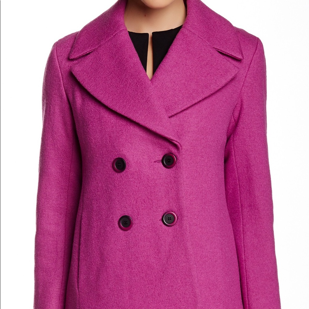 New Nanette Lepore Boucle Pea Coat Orchid XS